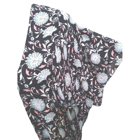 LOFT Women's Black and Floral Open Front Short Sleeve Top Size XSmall - Picture 6 of 7